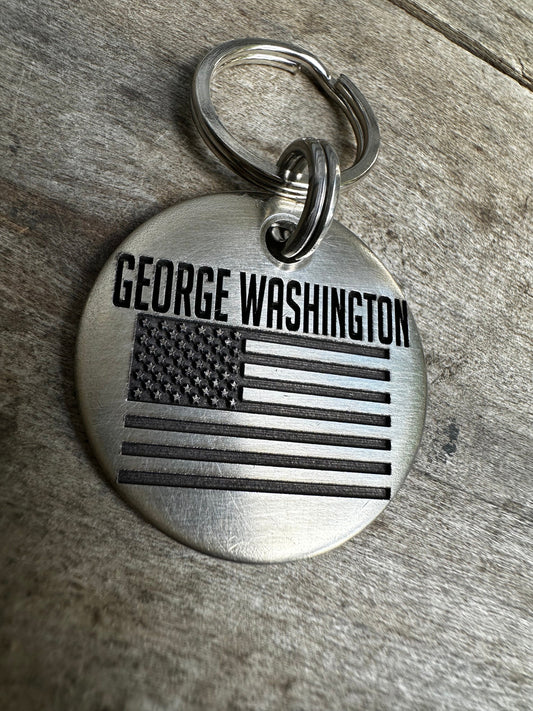 American Flag Pet ID Tag with Custom Engraving - Patriotic Dog and Cat ID Tag
