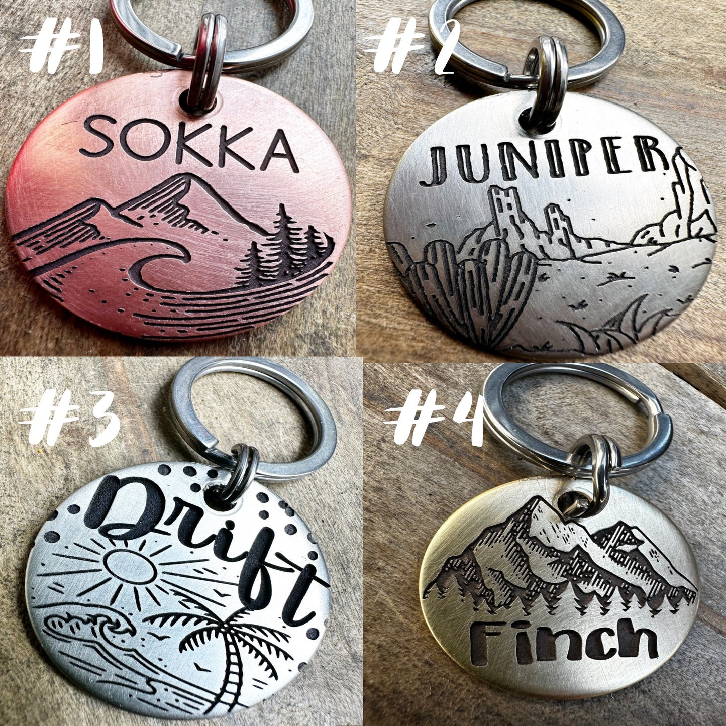 Dog ID Tag Pet ID Tag Personalized Dog Tag Custom Dog Tag Engraved Pet Tag Name Tag for Dog Collar ID Tag Metal Dog Tag Cute Mountain Tag