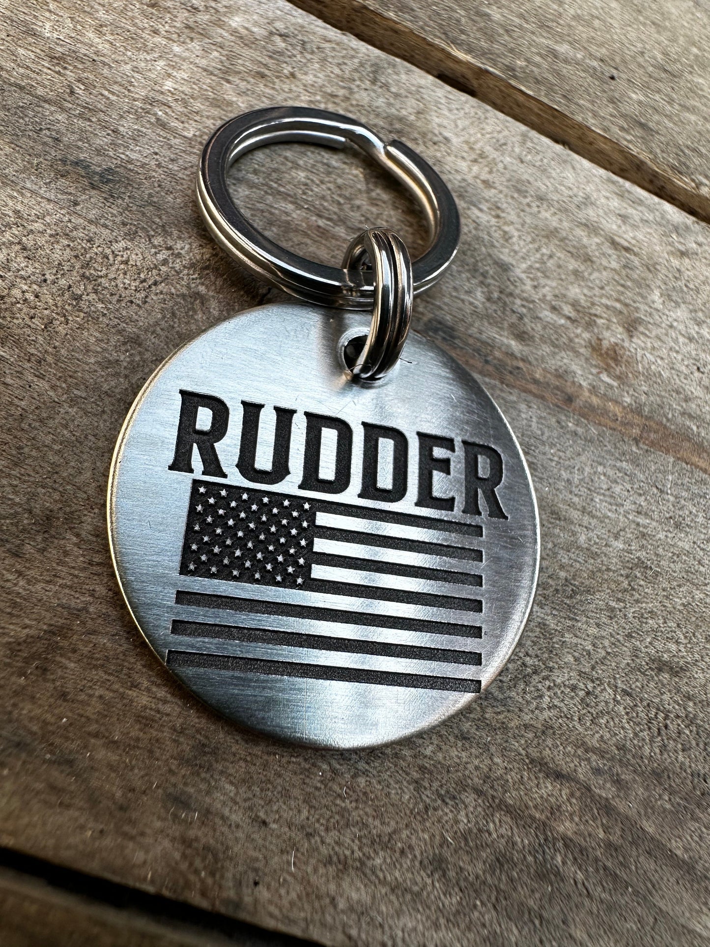 American Flag Pet ID Tag with Custom Engraving - Patriotic Dog and Cat ID Tag