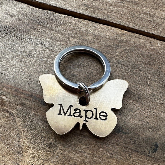 Dog ID Tag Pet ID Tag Personalized Dog Tag Custom Dog Tag Engraved Pet Tag Name Tag for Dog Collar ID Tag Metal Dog Tag Cute butterfly