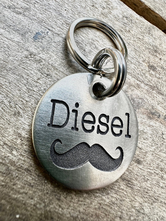 Mustache Dog Tag, mustache Pet Id Tag, Dog ID Tag, Dog Tag, Cat ID Tag, Cat Tag, Dog Collar Tag, Custom Dog Id Tag, Custom Cat ID Tag,