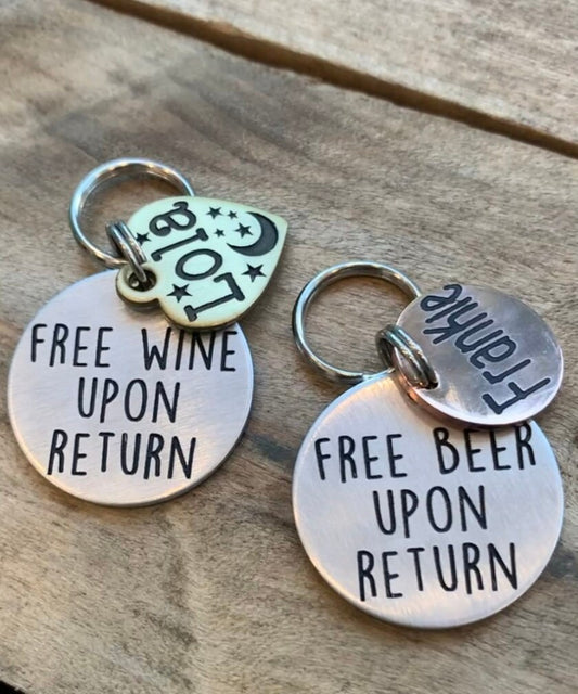 Dog Id Tag, Pet Id Tag, Funny Dog Tag, Cat Id Tag, Free Wine, Dogs, Dog, Cat Cats, Free Whiskey Dog Tag, Engraved Dog Cat Tag, Pet Tag,Dogs