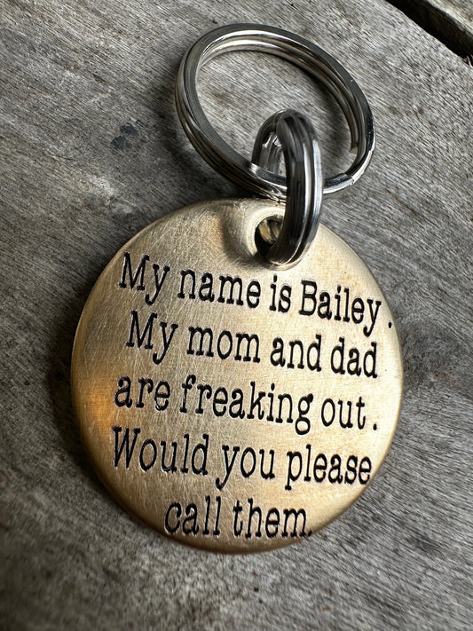 Dog Tag, Dog Collar Tag, Personalized Cat Tag, Custom Cat Collar Tag, Cat ID Tag, Dog ID Tag,Dog Name Tag, Engraved Pet Tag,freaking out tag