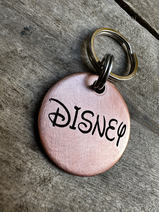 Disney themed Dog Tag, Dog Tag, Disney Pet Id Tag, Dog ID Tag, metal Dog Tag, Cat ID Tag, Disney Cat Tag, metal pet tag, gold dog tag,Disney